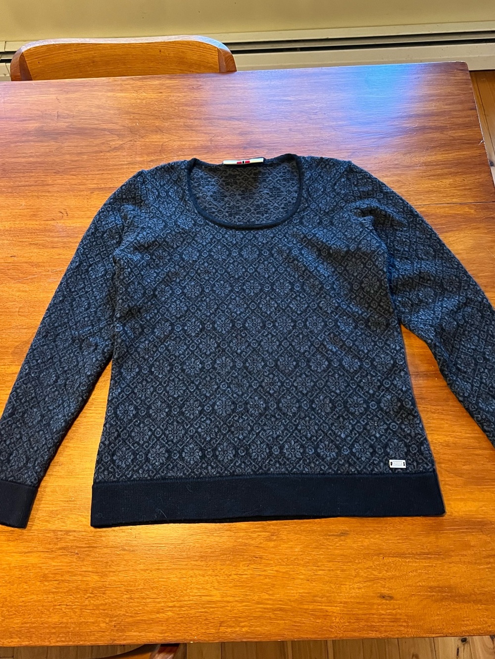 DALE OF NORWAY SONJA GRAY WARM MERINO WOOL SWEATER LG